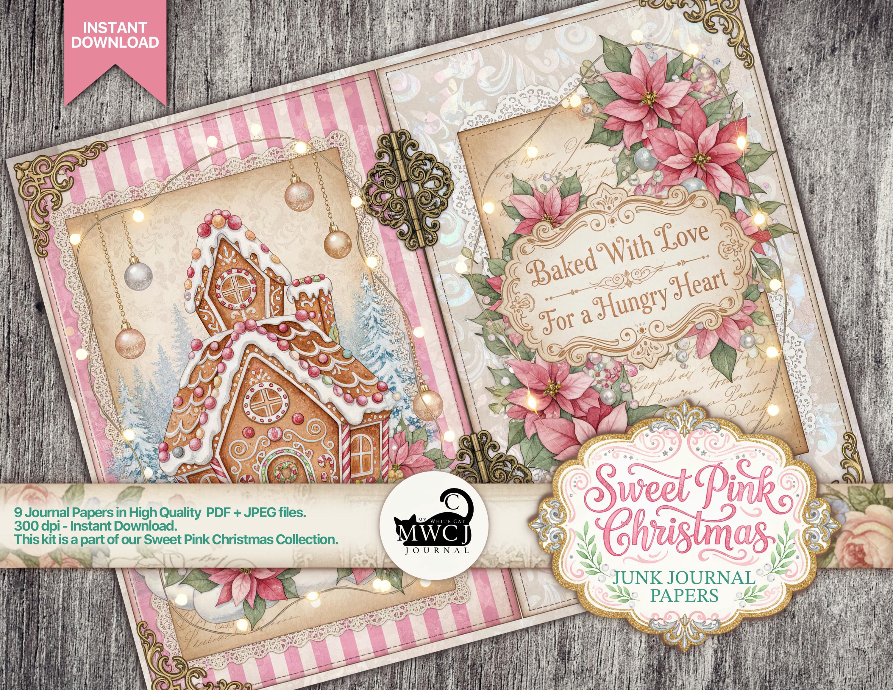 Pink Christmas Junk Journal Kit | Vintage Holiday Printable Pages ...