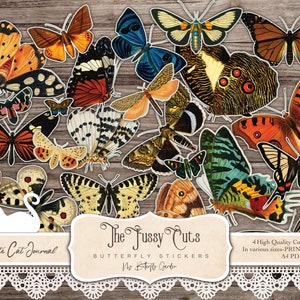 Junk Journal, Fussy Cuts, Butterfly, Ephemera, Printable, Vintage, Sticker, Collage Sheets, Embellishments, Scrapbook, Digital Download
