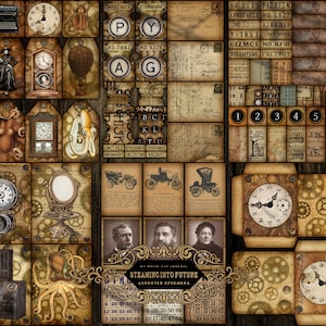 Junk Journal, Steampunk, Assorted Ephemera, Printable, Collage Sheets, Embellishment, Scrapbook, Digital Download
