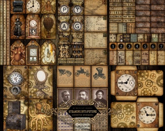 Junk Journal, Steampunk, Assorted Ephemera, Printable, Collage Sheets, Embellishment, Scrapbook, Digital Download