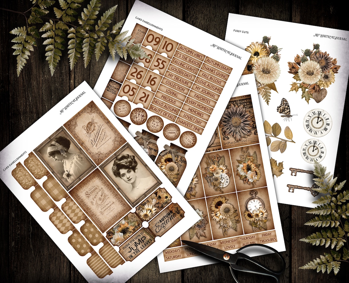 Junk Journal, Autumn, Printable, Mini, Junk Journal Kit, Ephemera ...