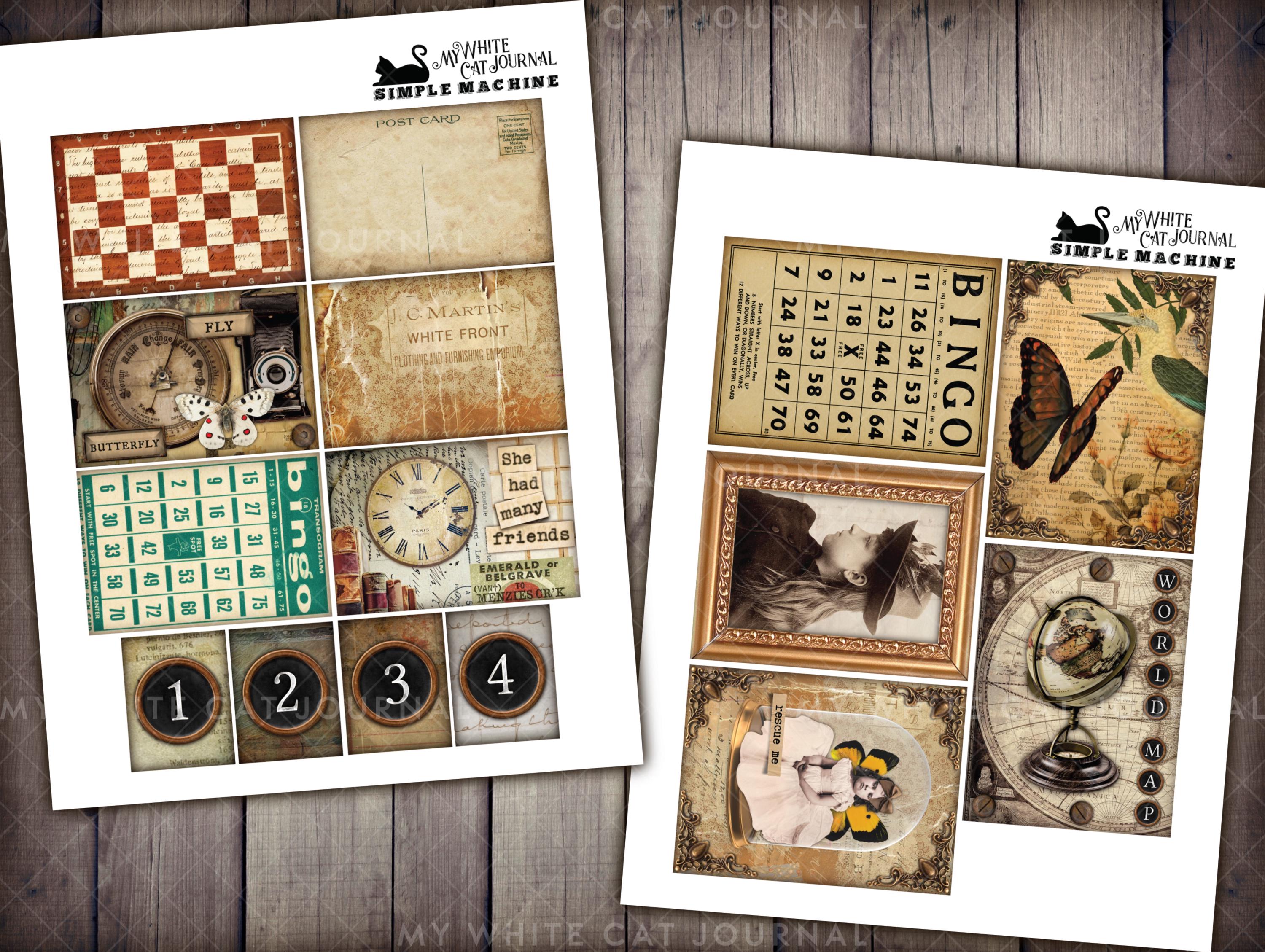 Junk Journal, Printable Folio Kit, Steampunk, Simple Machine, Folding ...