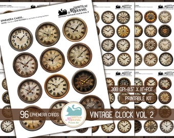 Printable Clock Faces for Junk Journals – Vintage Ephemera, Fussy Cut Steampunk Clocks, Scrapbooking, Digital Download Kit