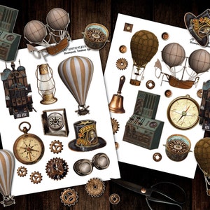 Junk Journal, Steampunk, Fussy Cut, Victorian, Ephemera, Printable, Collage Sheets, Sticker, Embellishments, Scrapbook, Digital Download image 3