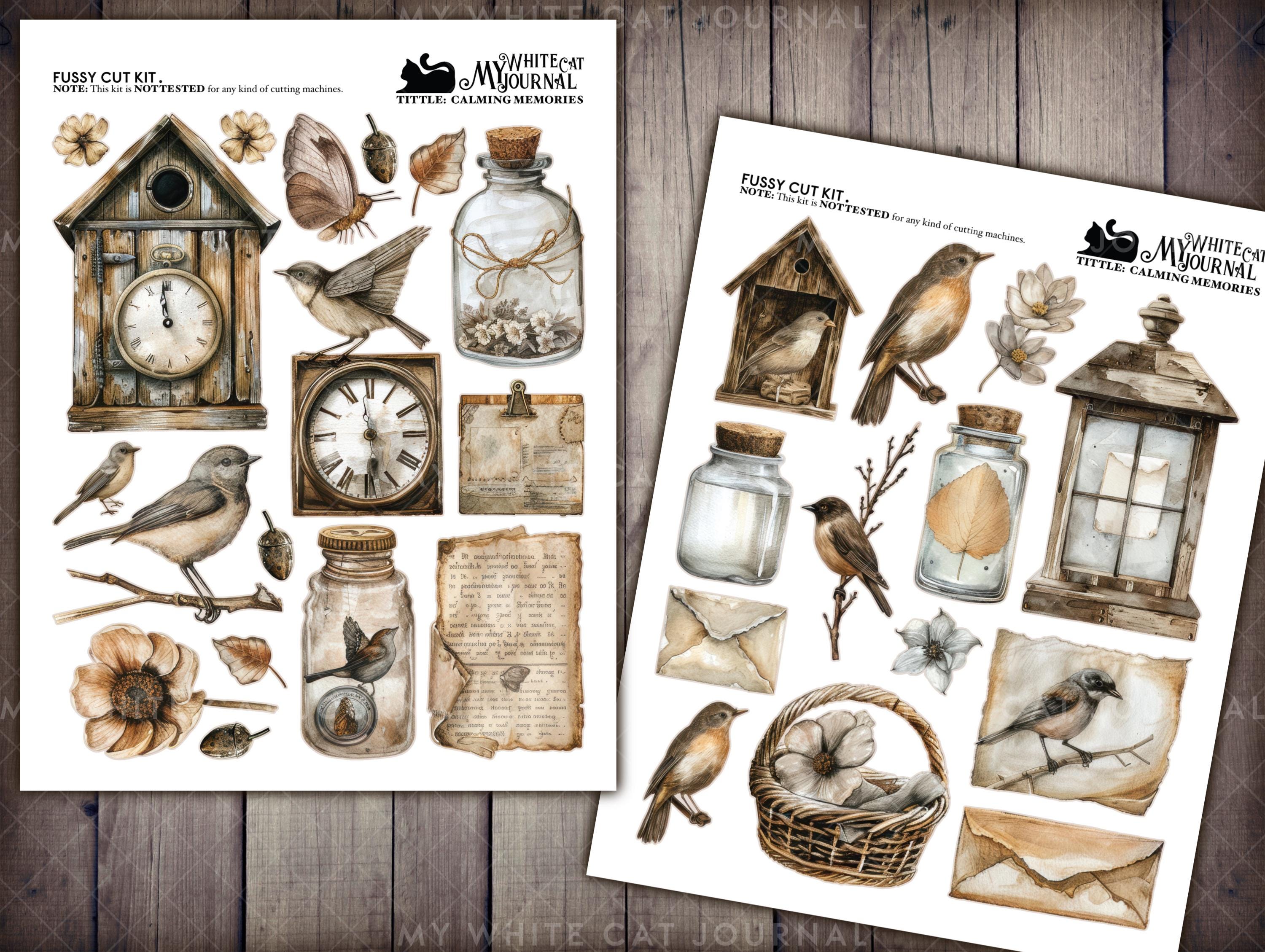 Vintage Junk Journal Stickers | Printable Ephemera Kit | Scrapbook ...
