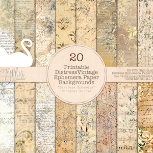 Junk Journal, Distressed Paper, Grunge, Texture, Backgrounds, Vintage, Decoupage, Ornaments, Scrapbook, Printable, Digital Download