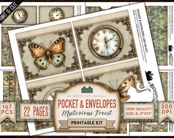 Mysterious Forest Junk Journal Pockets & Envelopes (Digital Download)