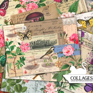 Shabby Vintage Butterflies Paper Pack, Digital Scrapbook Paper