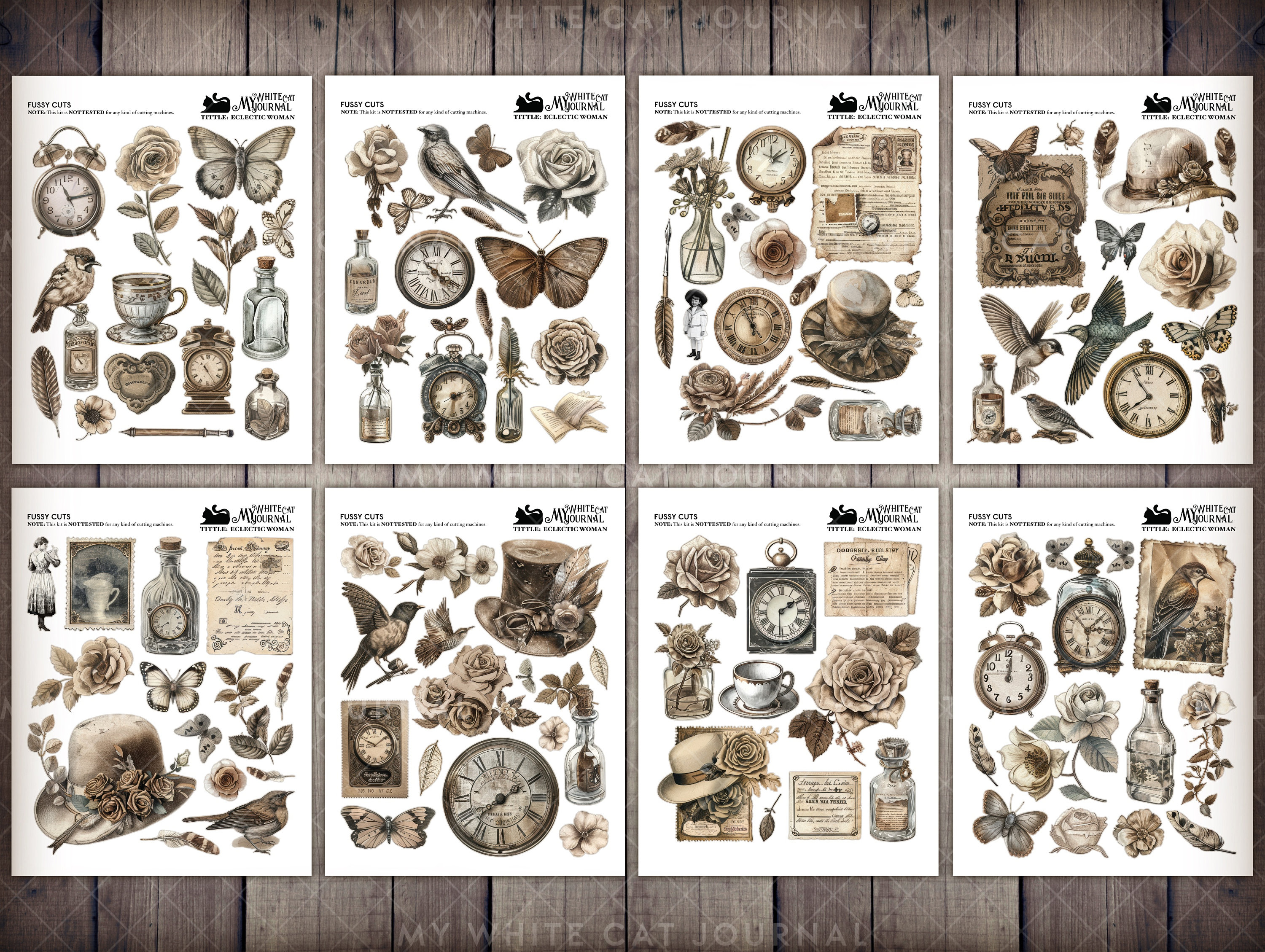 Vintage Junk Journal Stickers | Printable Ephemera Kit | Eclectic Woman ...