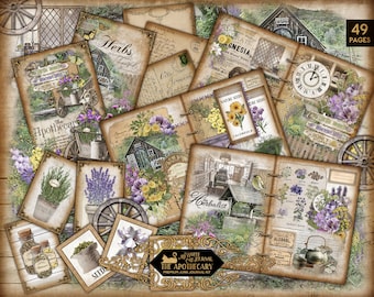 Junk Journal, Apothecary, Printable, Vintage, Ephemera, Junk Journal Kit, Paper, Collage Sheets, Scrapbook, Digital Download
