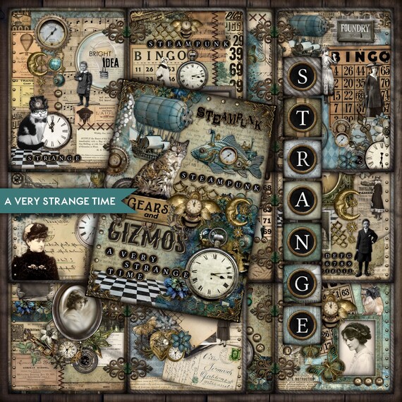 Junk Journal, A Very Strange Time, Steampunk, Printable Junk Journal, A Very Strange Time, Steampunk, Printable