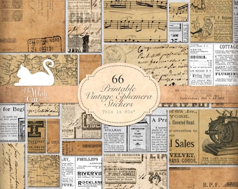 Junk Journal, Printable, Newspaper, Washi Tape, Sticker, Ephemera, Collage Sheets, Embellishments, Scrapbook, Digital Download