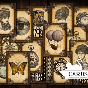 Junk Journal, ATC Card, Steampunk, Timeless, Ephemera, Vintage, Collage Sheets, Embellishments, Cards, Scrapbook, Digital Download