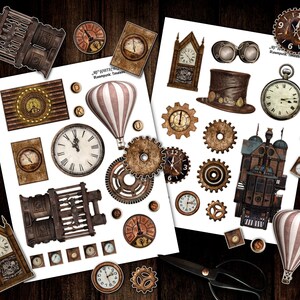 Junk Journal, Steampunk, Fussy Cut, Victorian, Ephemera, Printable, Collage Sheets, Sticker, Embellishments, Scrapbook, Digital Download image 2