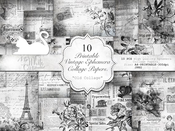 Junk Journal Collage Paper Ink Saver Printable Vintage - Etsy Singapore