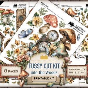 Cottagecore Junk Journal Kit | Wald Aufkleber | Wald Ephemera | Digitaler Download