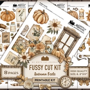Junk Journal, Fussy Cut, Autumn Feels, Printable, Ephemera, Autumn, Fox, Sticker, Collage Sheet, Embellishments, Scrapbook, Digital Download