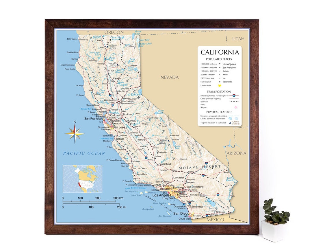 California State Map Large Print Poster from Etsy