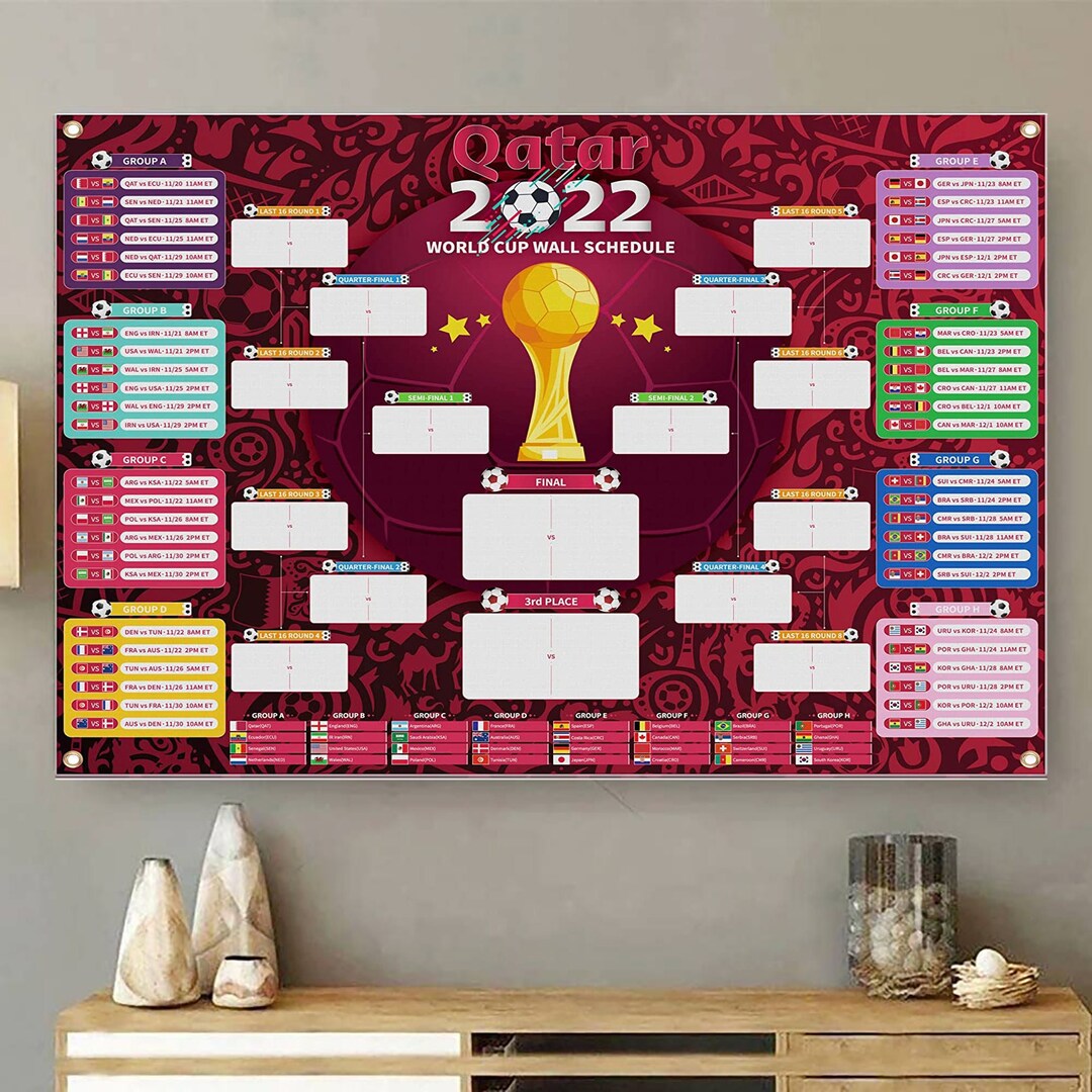 48 X 32 2022 World Cup Schedule Bracket Etsy