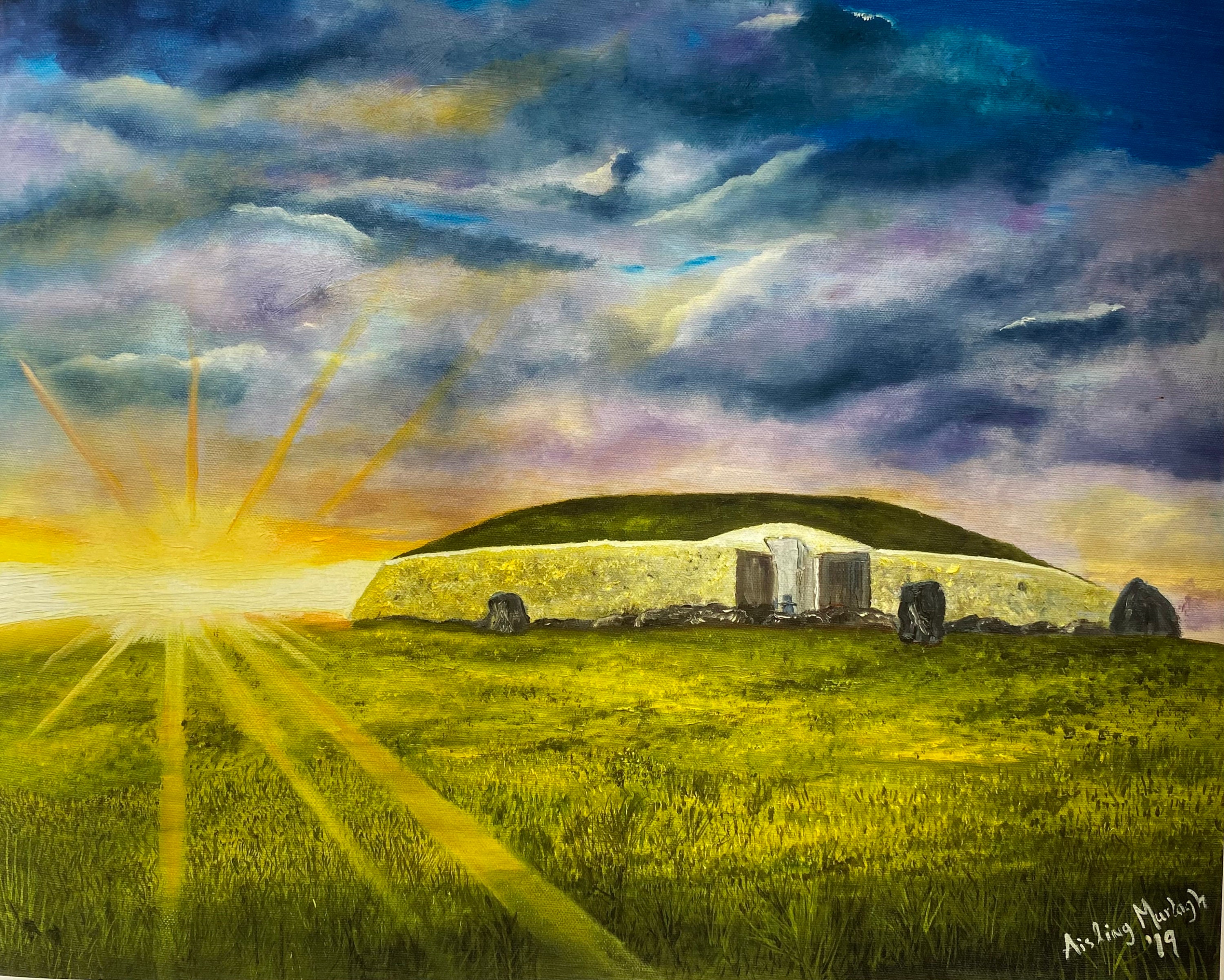 Newgrange Summer Solstice Irish Landscape Oil Painting Etsy