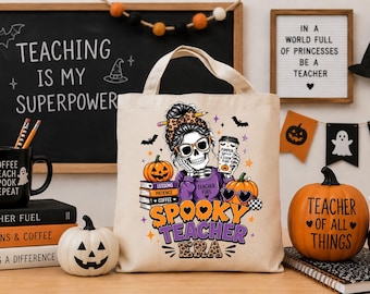 Spooky Teacher Skeleton PNG, Halloween Classroom Graphic (Digital Download)