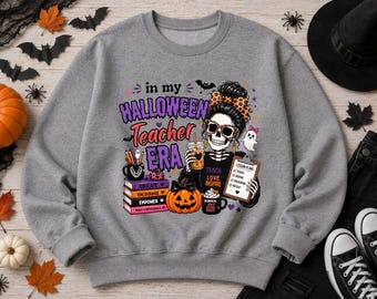Skeleton Teacher Halloween PNG, Fall Graphic Design (Digital Download)