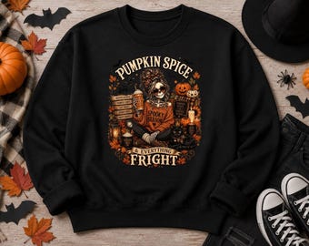 Pumpkin Spice PNG, Spooky Season Skeleton PNG, Fall Halloween Shirt Design, Cozy Autumn DTG Digital Download