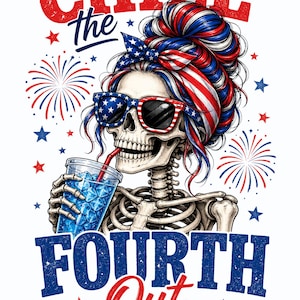 Skeleton PNG | Funny 4th of July Shirt Design, Patriotic Skull (Digital Download)