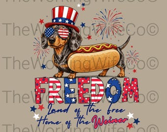 Funny Dachshund 4th of July PNG | Patriotic Wiener Dog Sublimation Design (Digital Download)