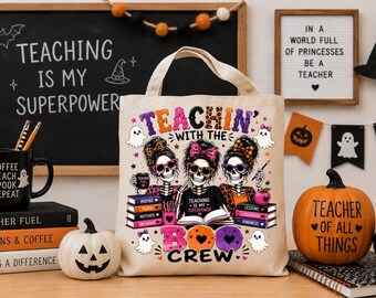 Halloween Teacher PNG, Teachin With The Boo Crew, Skeleton Teacher Design, Ghost Teacher Shirt, Fall Teacher Sublimation (Digital Download)