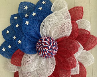 Patriotic Wreath. American Flag Wreath.Red White and Blue Wreath, Fourth of July Wreath, Veterans Day Wreath, Memorial Day Wreath
