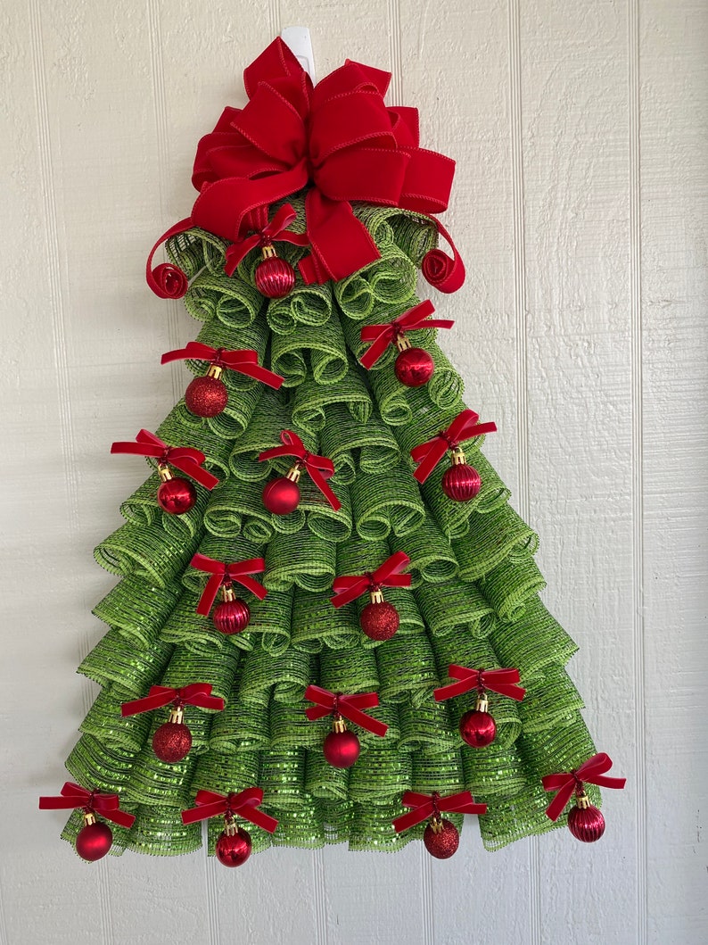 Christmas Tree Front Door Wreath Frontdoor Decorchristmas Etsy