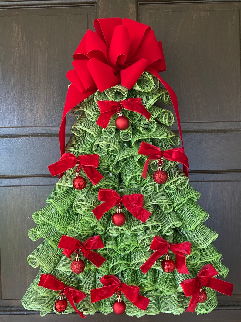 Christmas Tree Front Door Wreath Frontdoor Decorchristmas Etsy