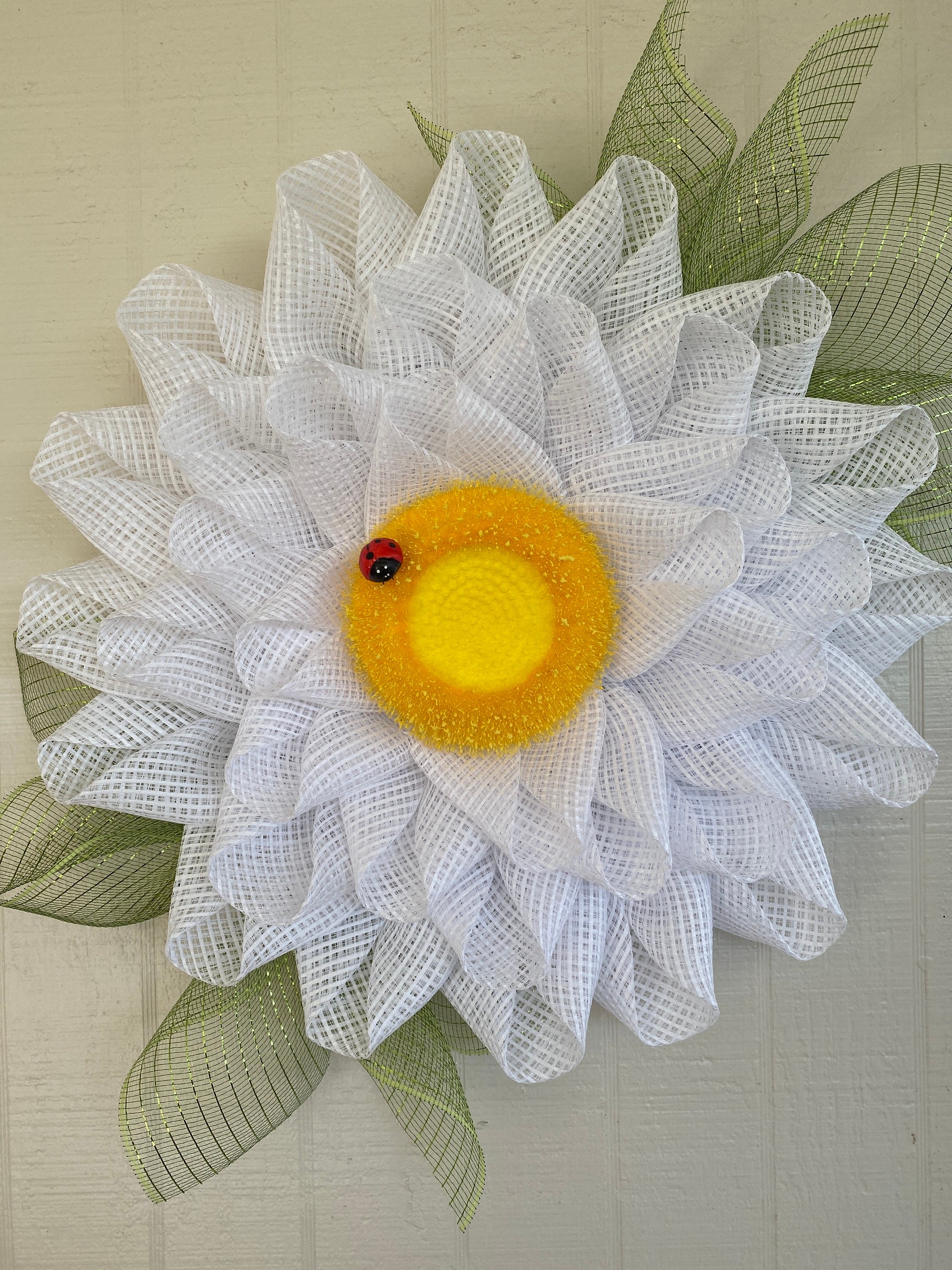 Daisy Flower Wreath Without Lady Bug. Front Door Wreath. Foyer Etsy