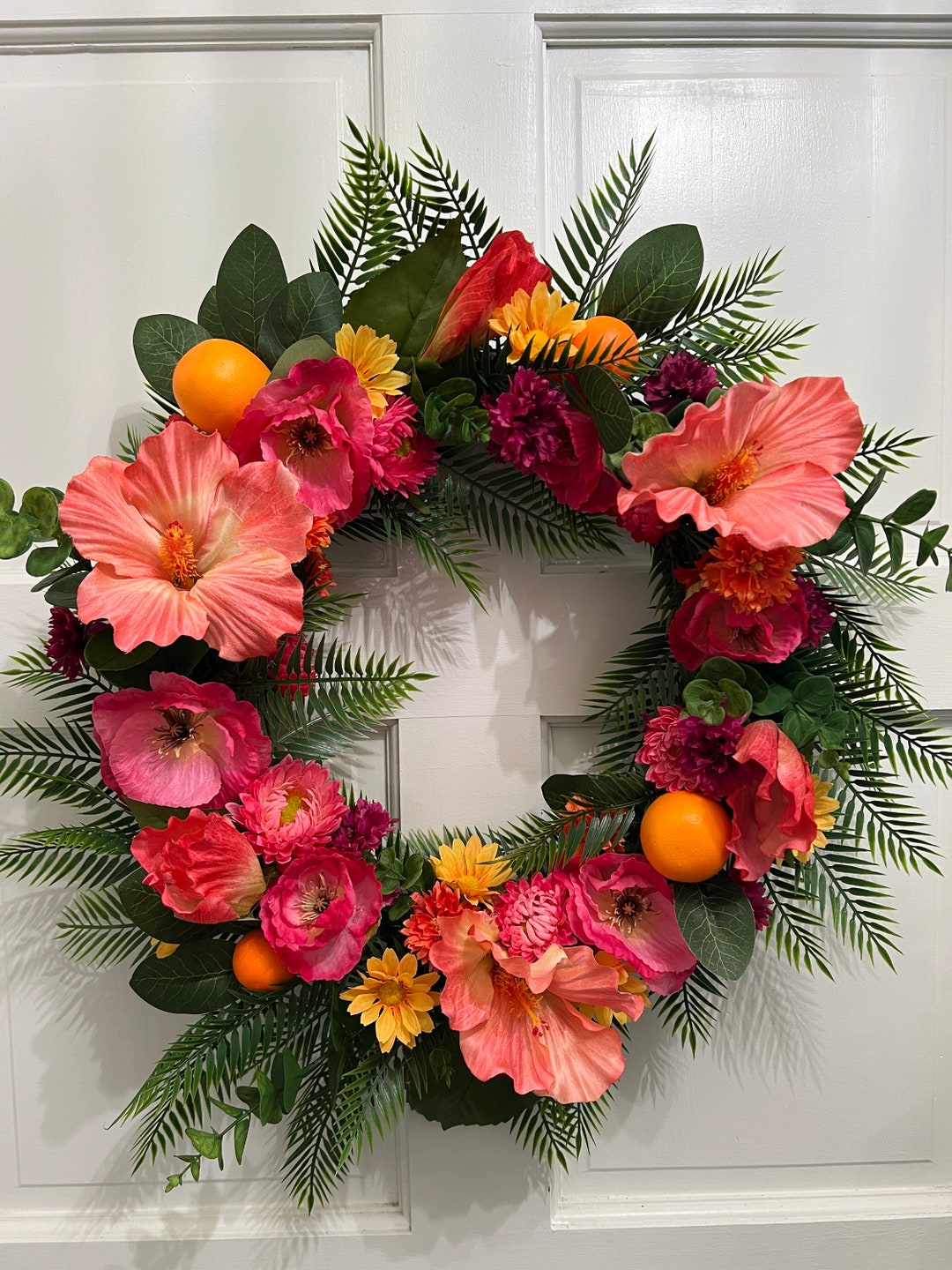 Tropical Front Door Grapevine Wreath. Etsy