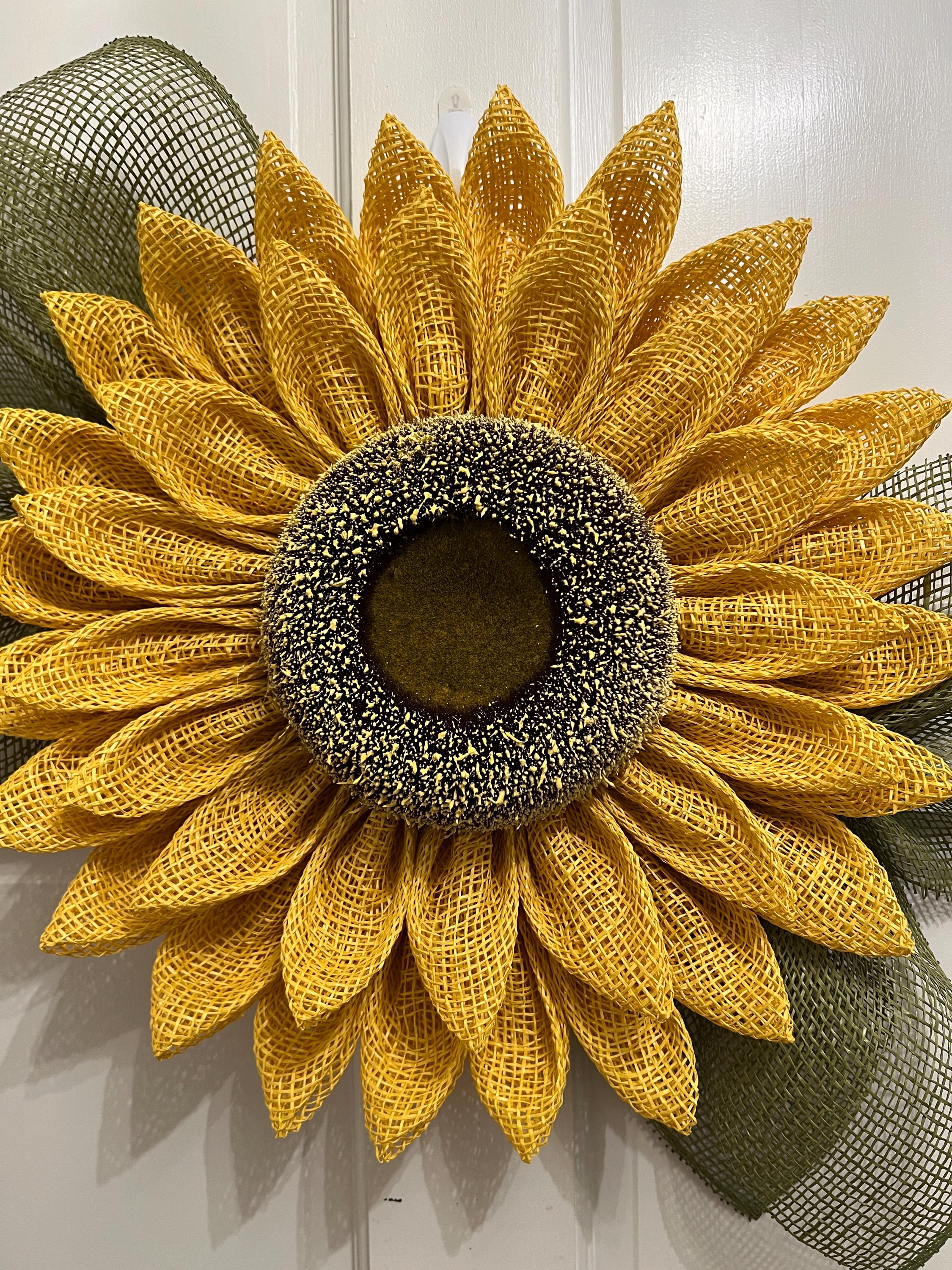 Orange Sunflower Wreath.  Everyday wreath. Front porch decor. Patio hanger. Foyer wall decor