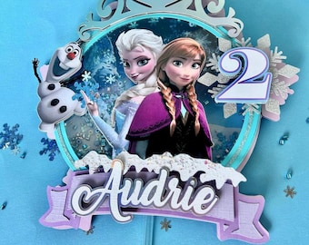 Adorno para tarta de Frozen, decoración para fiesta de Frozen, decoración para fiesta de invierno, fiesta de Elsa y Anna, adorno para tarta de Elsa