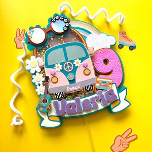 Groovy Party Decoration Topper Groovy Van Groovy Party Nine is a Vibe Party