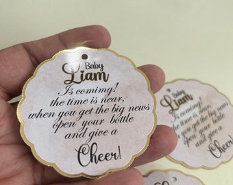 Pop it when she pops, Champagne tag, Baby sower champagne tag, pop it when she pops bottle tag, bottle tag, baby shower