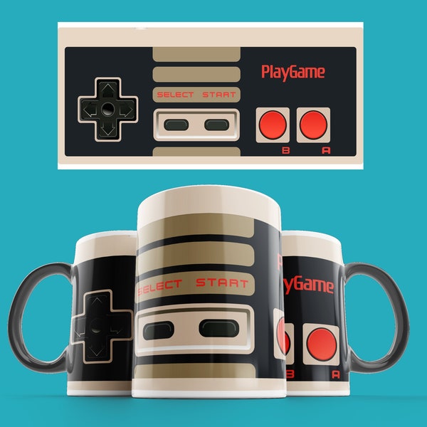 Nes console MUG TEMPLATE, mug template, DIGITAL download, sublimation mug, sublimation template, sublimation on mugs, video game gift