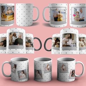 5 Plantillas para tazas con fotos, descarga DIGITAL, taza de sublimación, plantilla de sublimación, taza con foto, MUG FRAME photo template