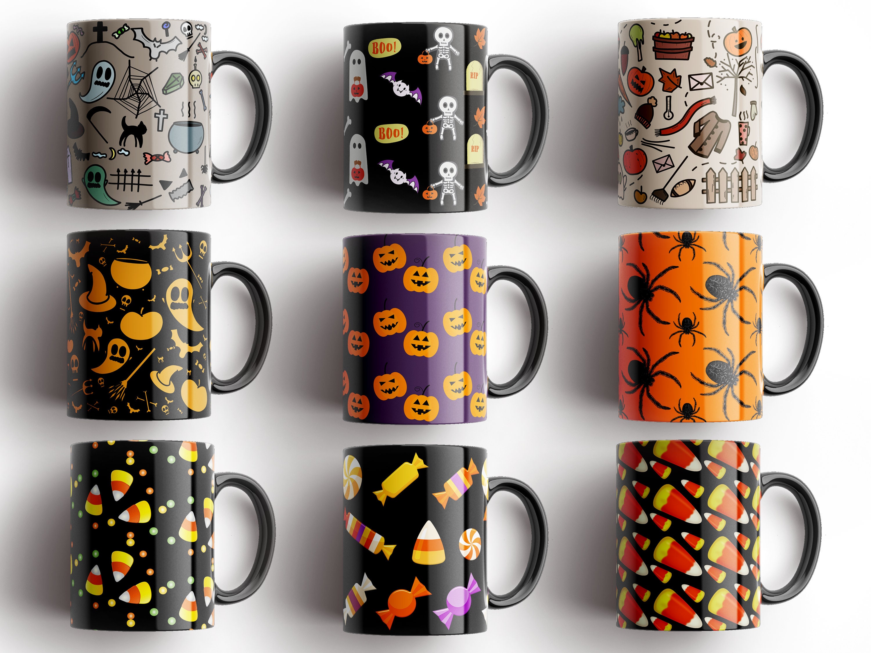14 Halloween MUG TEMPLATES Digital download sublimation mug Etsy