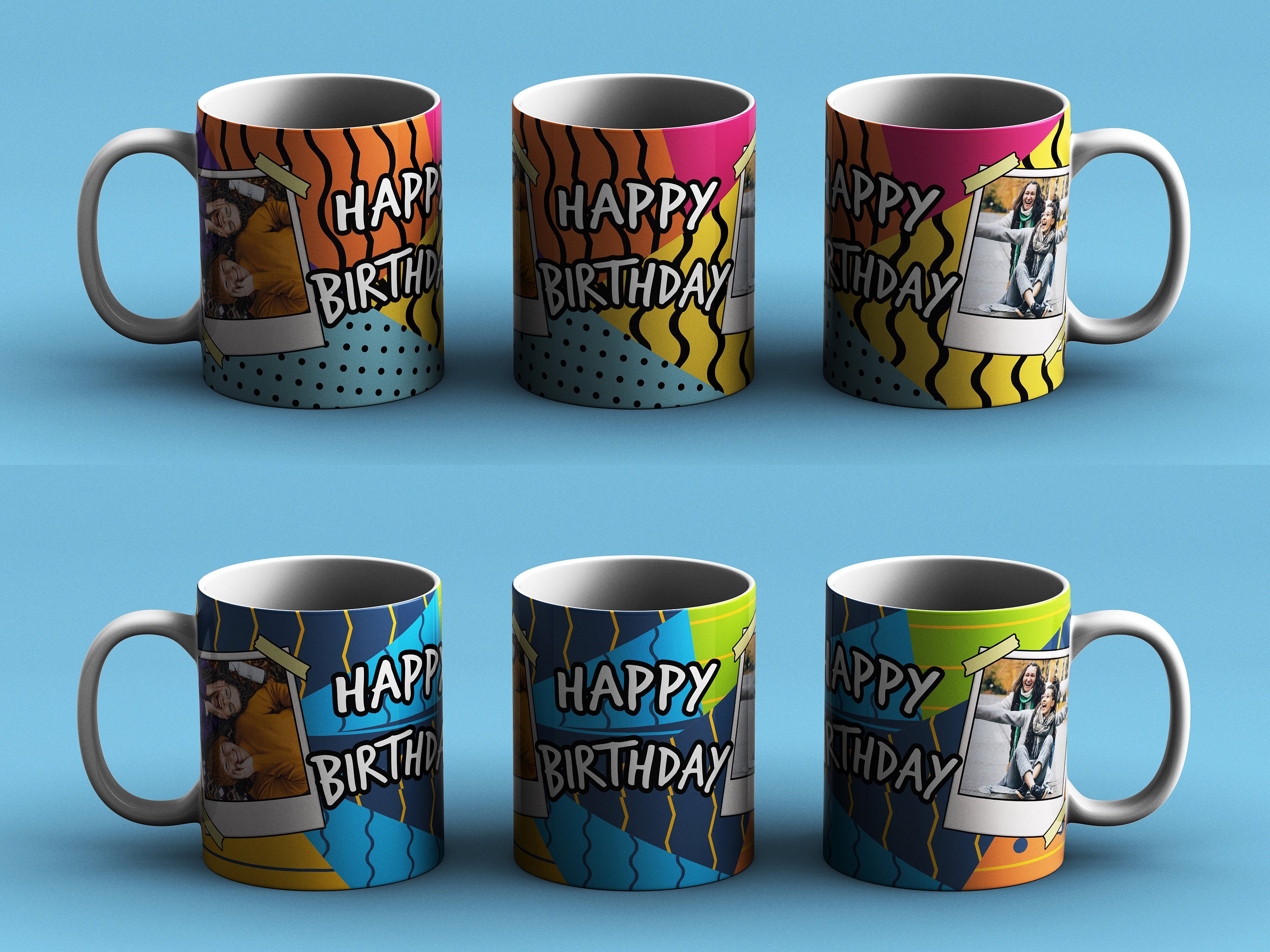 7 Happy Birthday MUG TEMPLATE Digital download sublimation Etsy