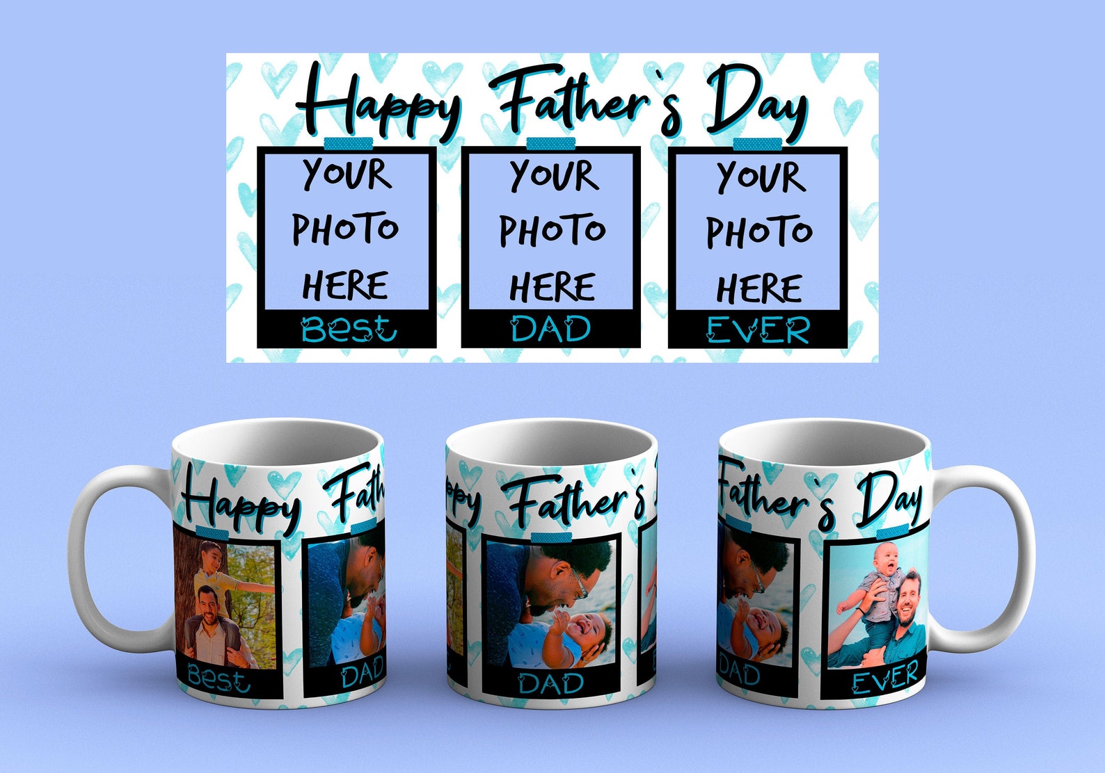 Día Del Padre PLANTILLA Para TAZA, Descarga DIGITAL, Taza De