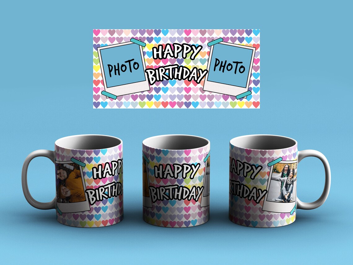7 Happy Birthday MUG TEMPLATE Digital Download Sublimation Etsy