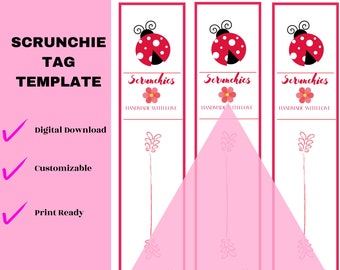 てんとう虫のシュシュタグ、デジタルダウンロード、印刷可能なシュシュタグ