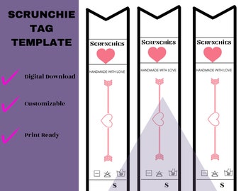 シュシュ ラブハート タグ テンプレート、印刷可能、Canva 編集可能テンプレート