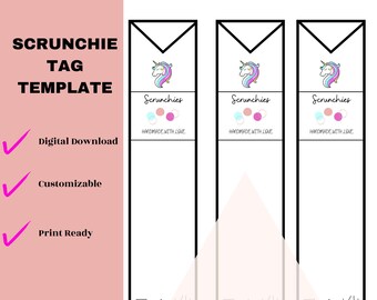 シュシュ ユニコーン タグ テンプレート、印刷可能、Canva 編集可能テンプレート