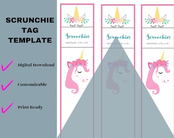シュシュ用ユニコーンタグテンプレート | デジタルダウンロードシュシュタグ