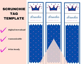 シュシュ タグ テンプレート | デジタル ダウンロード シュシュ タグ | シュシュ用ブルー タグ